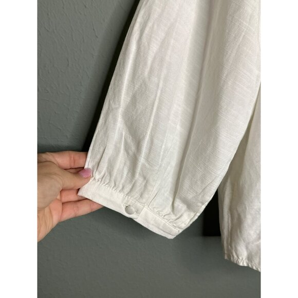 Lauren Conrad Women's Plus 0X White Ruffle Sleeve LS Blouse NWOT - Picture 8 of 13